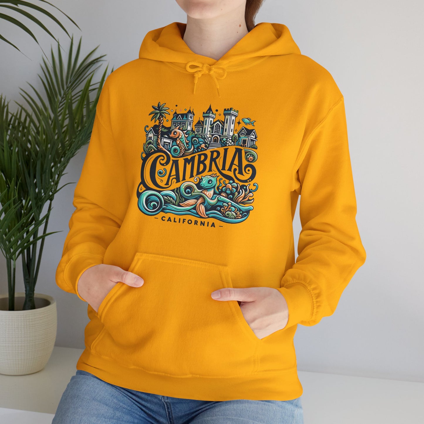 Cambria California Whimsical Coastal Town Hoodie - SLO CAL Sunshine Spirit Unisex Heavy Blend™ Hooded Sweatshirt