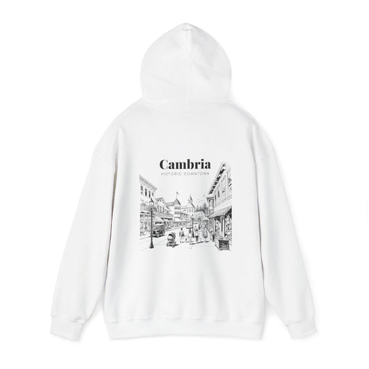 Cambria Historic Downtown Line Art Tee - SLO CAL Inspired Unisex Heavy Blend™ Hooded Sweatshirt